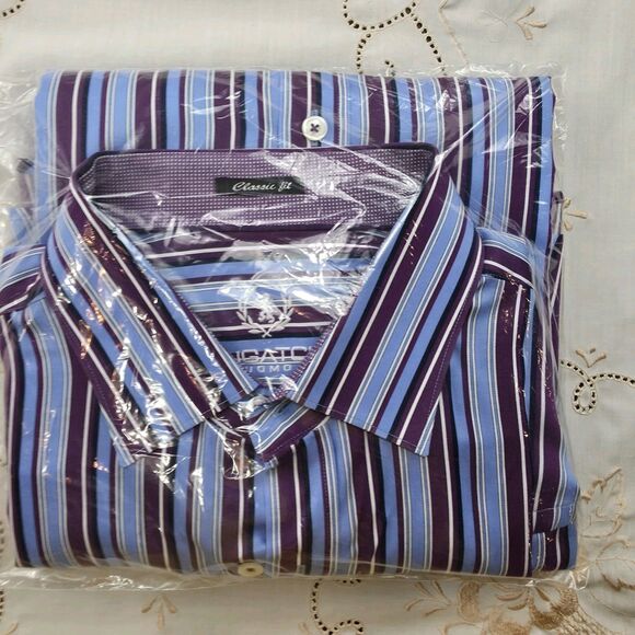 Bugatchi Uomo Striped long sleeve‎ flip cuff shirt, XL $155 nice! - Picture 7 of 8